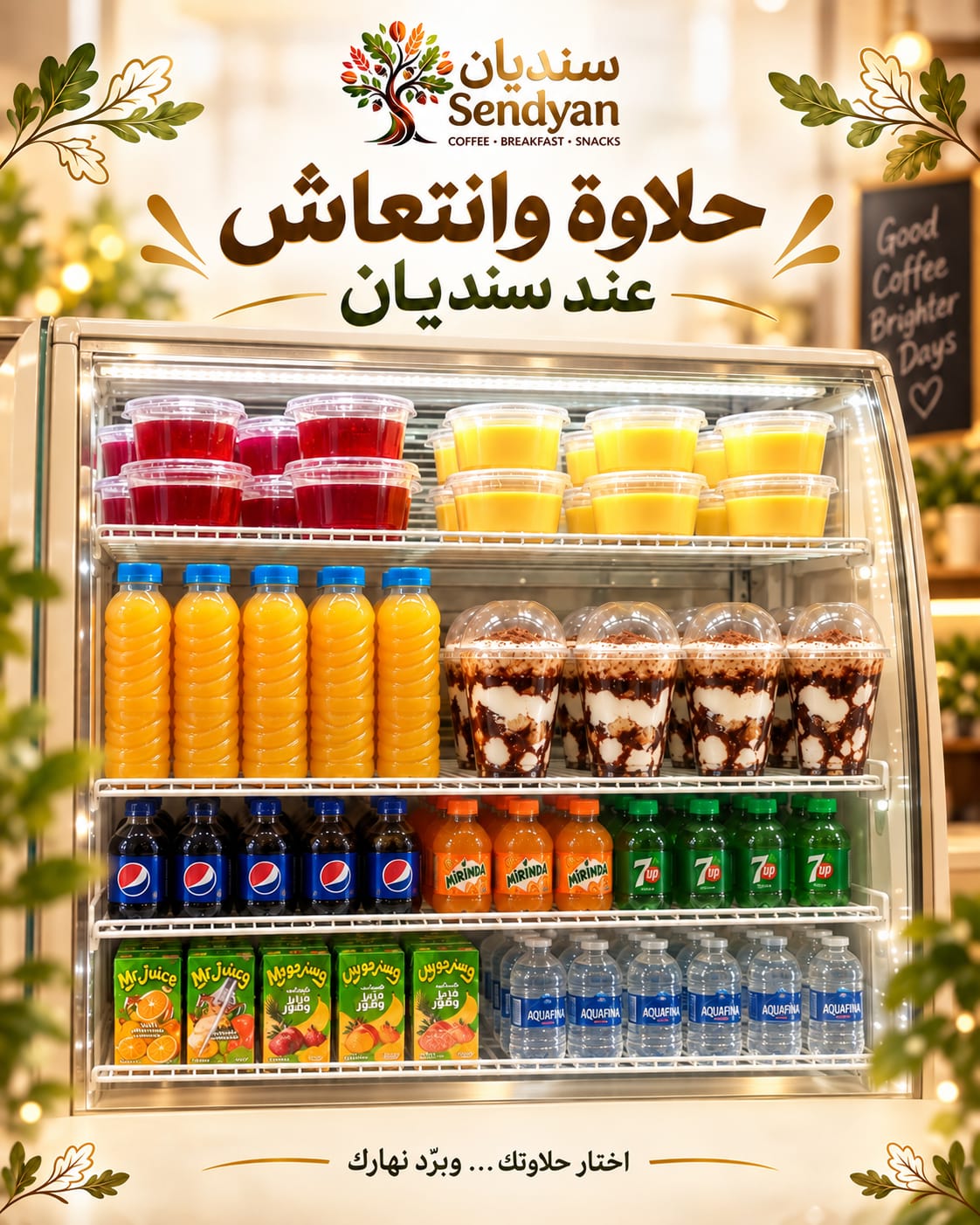 برّاد سنديان مع الحلويات والمشروبات