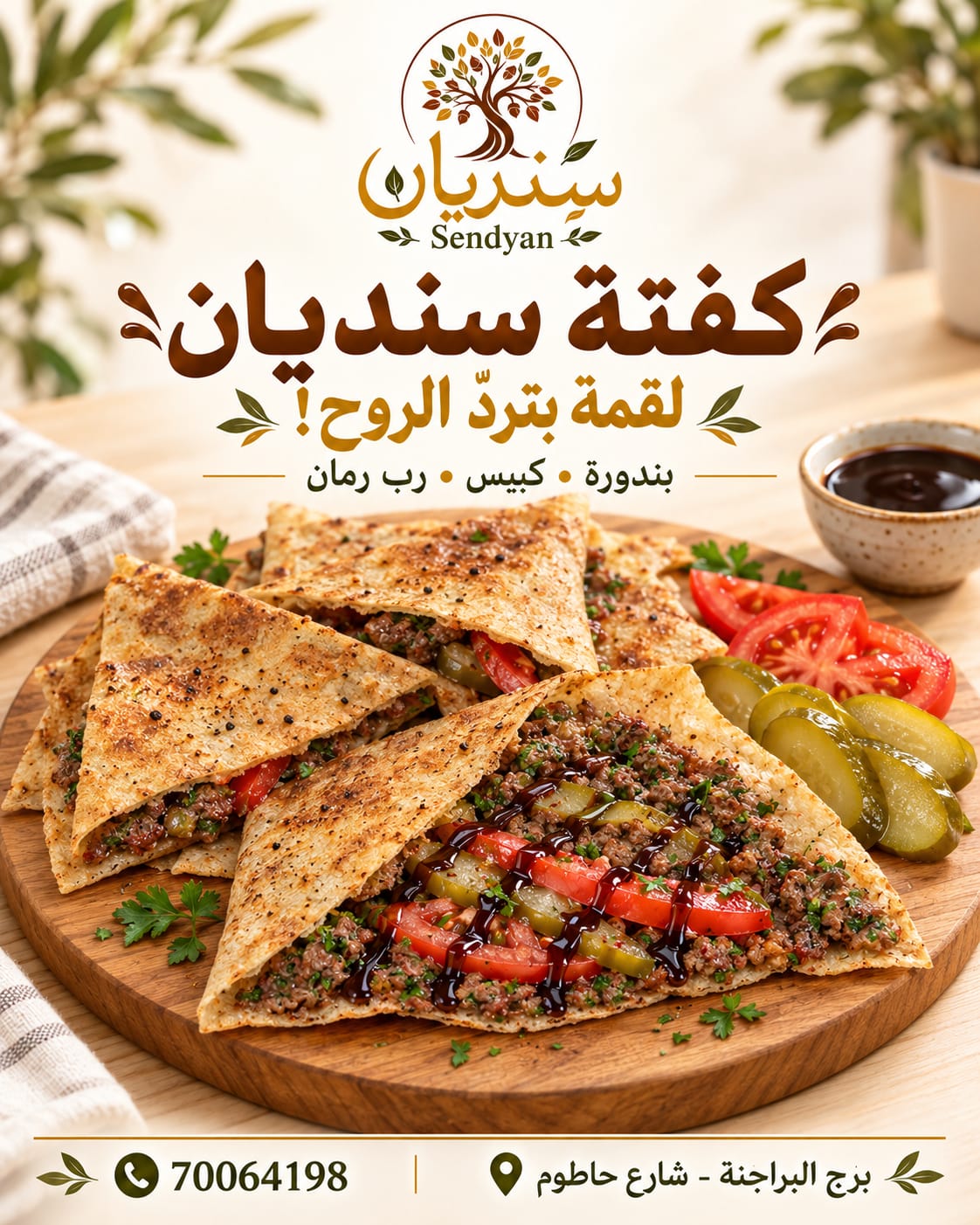 كفتة سنديان في خبز الصاج