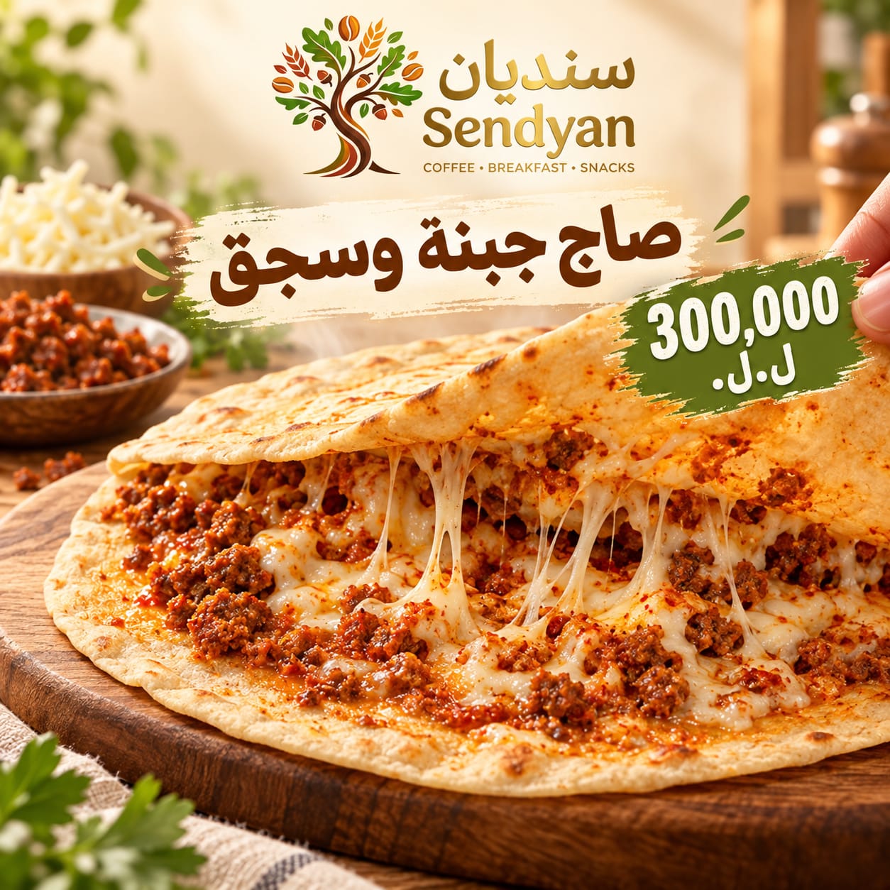 صاج جبنة وسجق من صور سنديان